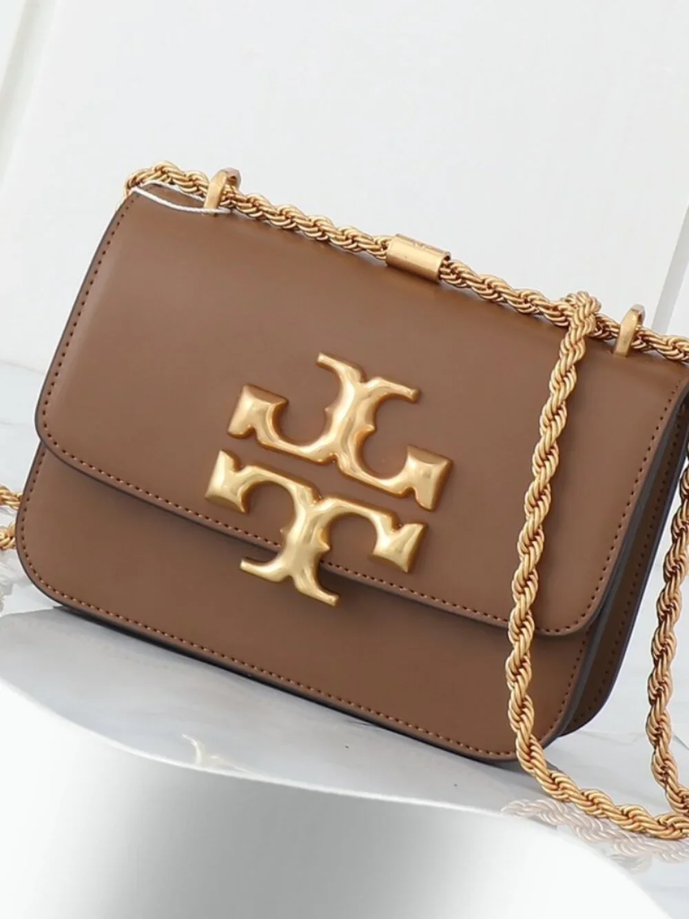Tory Burch Eleanor Cognac Brown Leather Chain Shoulder Bag